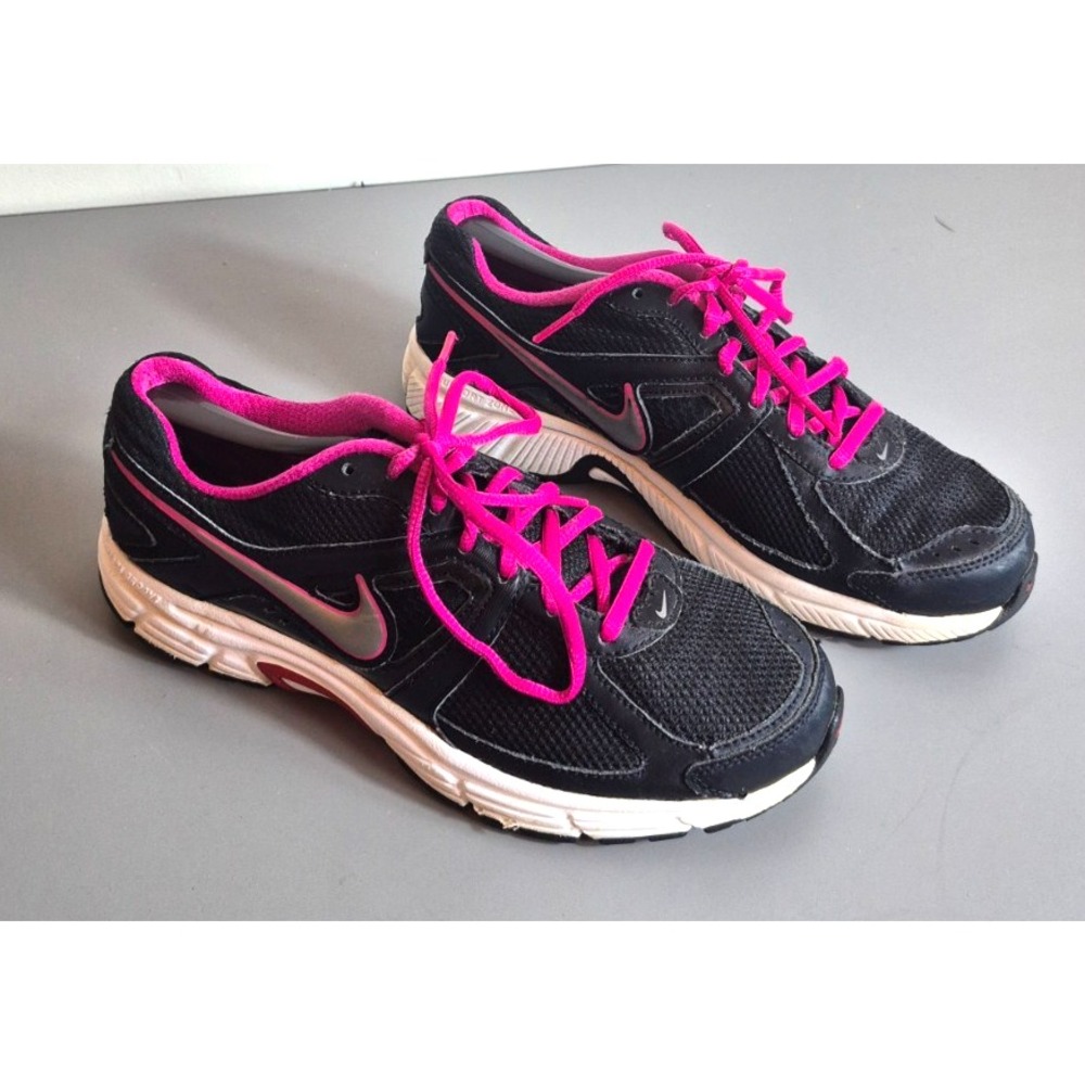 Nike Dart 9 Running Shoes Womens Size 9 443863-018 Black Pink White Silver